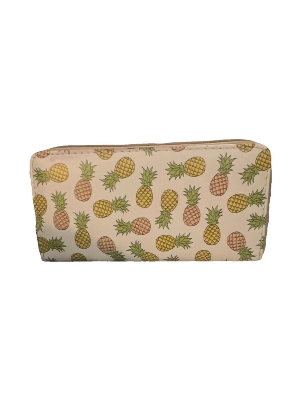 Pineapple Pattern Zip Wallet - Cream, Yellow & Green